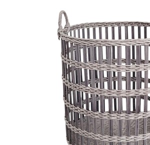 Cesta de Ratán Gris Moderna con Diseño Vertical de Tejido Abierto, Contenedor de Almacenamiento Hecho a Mano, Organizador Decorativo Elegante para Cualquier Espacio del Hogar - Product Image 3