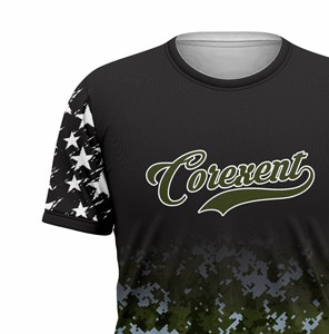 Camiseta Personalizada con Cuello Redondo, Diseño de Bandera Estadounidense en Negro y Verde Camuflaje con Degradado, Estrellas y Rayas Digitales Sublimadas, Dos Tonos, 100% - Product Image 4