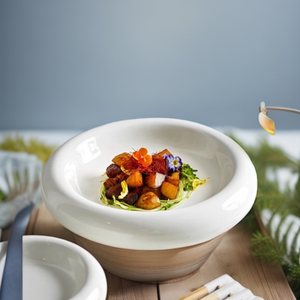 Service de table en céramique blanche de luxe, rond, à double paroi, isolant thermiquement, remplissable à l'eau chaude, pour hôtel et restaurant - Product Image 5