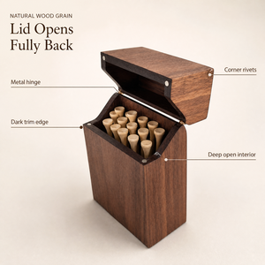 Caja Portátil de Madera para Tees de Golf con Tapa Abatible, Estuche de Almacenamiento de Tees de Golf de Madera de Nogal para Bolsa de Golf y Campo de Práctica - Product Image 2