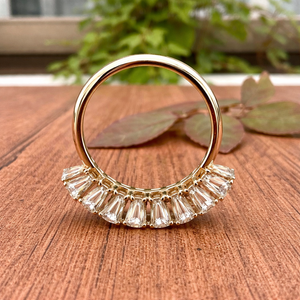 Elegant gold ring with green center <b>stone</b> and sparkling halo accents, vintage-inspired floral design perfect for daily wear - Product Image 1