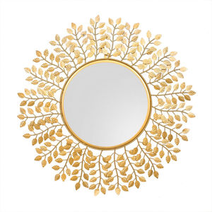 Miroir mural en bois de style luxueux avec ruban et corniche drapée, finition feuille d'or sculptée à la main, accent décoratif néoclassique - Product Image 5