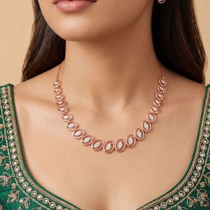 Rose Gold Lab Grown Diamond Oval Link Statement Necklace - Product Image 2