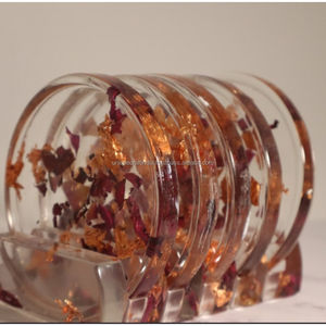 Posavasos de resina hechos a mano con purpurina Horizon, elegante vajilla brillante, elegante decoración de mesa moderna, conjunto de accesorios de resina artística - Product Image 2