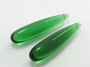 Perles en verre de quartz vert chromé en forme de goutte allongée de 35 mm, paire assortie, fournitures en gros pour la fabrication de boucles d'oreilles DIY PMEGEMSBEADS - Product Image 2