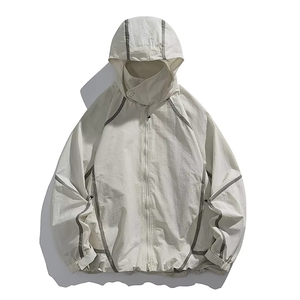 Chaqueta Cortavientos con Capucha para Mujer, Color Sólido, Manga Larga, Informal, Ligera, de Poliéster, para Primavera - Product Image 2
