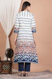 Kurta Recta con Estampado Floral, Elegante y Étnica, Ropa de Verano para Mujer, Cómoda, Informal, para Uso Diario, Moda Tradicional India - Product Image 2