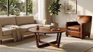 Mesa de Centro Redonda de Madera para Sala de Estar, Mesa de Té Moderna de Madera, Muebles para el Hogar y la Oficina - Product Image 2
