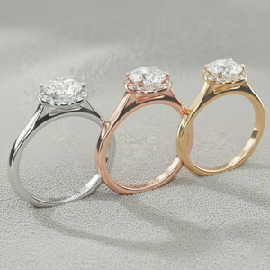 แหวนหมั้นเพชร Pav รัศมีสีโรสโกลด์ชุบด้วยการรับรองการตั้งค่าที่ง่าม - Product Image 5