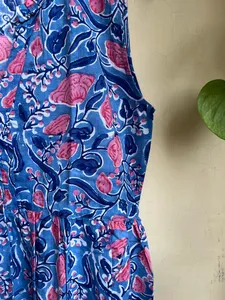 Vestido Maxi Vintage con Bordado Floral para Mujer, Estampado a Mano, Sin Mangas, Algodón Indio con Decoración de Borlas, Hecho a Mano - Product Image 3