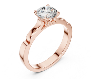 Bague de fiançailles en or rose 14 carats avec diamant brillant cultivé en laboratoire et pierres latérales, style romantique, certifiée IGI, pour femme - Product Image 1