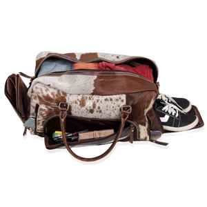 Bolsa de Viaje de Cuero Genuino con Pelo, Cierre de Cremallera, Ligera, Gran Capacidad, Marca Privada, Modelo LHODB-0104 - Product Image 5