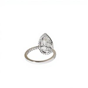 Hidden Halo Pear Shaped Diamond <b>Ring</b> 14K 18K Solid Gold 925 Sterling Silver Teardrop Wedding Promise <b>Ring</b> <b>Proposal</b> Diamond <b>Ring</b> - Product Image 4