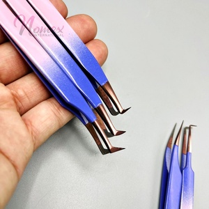 Juego de Pinzas para Extensión de Pestañas de Alta Calidad, Ligeras, Antibacterianas, con Recubrimiento en Polvo de Dos Tonos, Color Oro Rosa - Product Image 5