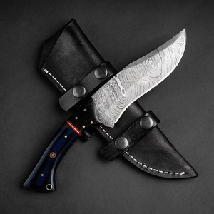 Couteau de chasse Bowie EDC en acier Damas à lame droite, fait main, avec étui en cuir, livraison directe, fabrication OEM - Product Image 1
