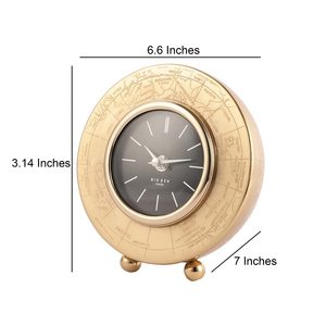 <b>Desk</b> Clock Circular Metal Minimalist Design Quartz Movement Needle Display Silent Non Ticking Projection Function - Product Image 6