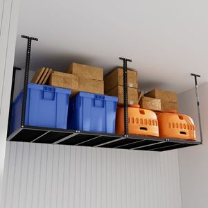 Scaffale da Garage Resistente 3x8 per Stoccaggio Sopra la Testa, 750 libbre, in Metallo Nero, Montaggio a Soffitto, Regolabile per Utensili - Product Image 3