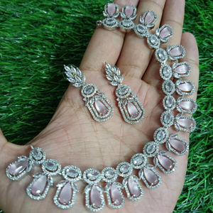 Classic American Diamond Bridal Jewelry <b>Set</b> Two-Piece Necklace and Earrings <b>for</b> <b>Wedding</b> Fashionable Classic Style - Product Image 1