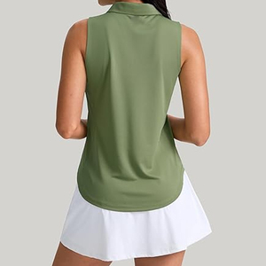 เสื้อโปโลผู้หญิง ปี 2026 พิมพ์ลายแบบซับลิเมชั่น ผ้าไหมเนื้อดี สำหรับกอล์ฟ เทนนิส สีเขียวล้วน ผ้าแห้งเร็ว - Product Image 2