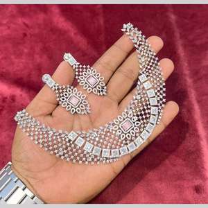 Conjunto de collar de diamantes americanos Chapado en plata 11151696LPI Joyería fina elegante - Product Image 1