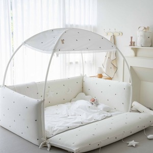 [S.P Company] Protector de Cuna Bordado con Pigmentos para Bebés, Ropa de Cama de Algodón para Cuna con Barandilla Protectora Absorbente de Impactos para Niños Pequeños - Product Image 1