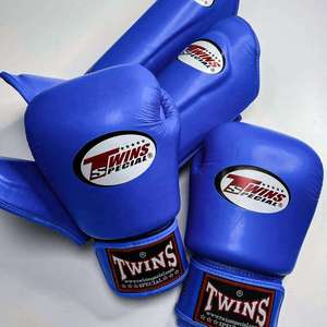 Twins Muay Thai MMA <b>Gloves</b> Shin Guard Set Real Cowhide Leather Hand Grips Adjustable Hook Loop Closure Breathable Lightweight - Product Image 1