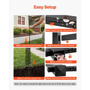 Palo per cartello da giardino per agenti immobiliari in PVC, alto 1,8 m, resistente al vento, facile da installare, contiene cartelli da 60 cm con braccio da 90 cm, lettere eleganti - Product Image 5