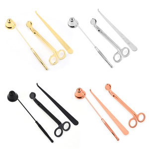4-Piece Stainless Steel DIY <b>Candle</b> <b>Wick</b> Trimmer Dipper Snuffer with Tray and Scissors Set - Product Image 3