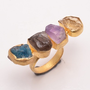Raw Citrine Smoky Amethyst Neon Apatite Real Brass <b>Gold</b> Plated <b>Rings</b> Handmade Jewelry Bulk Wholesale <b>Gold</b> Vermeil <b>Rings</b> - Product Image 3