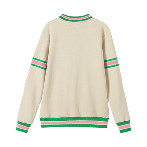 Sudadera personalizada con cuello redondo y diseño de rayas y escudo de chenilla para mujer (talla unisex) para compradores mayoristas que necesitan pedidos personalizados para compradores B2B - Product Image 2