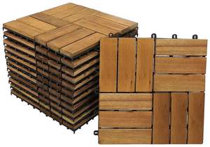 Dalles de sol en bois d'acacia imperméables à emboîtement pour usage intérieur et extérieur - Product Image 2