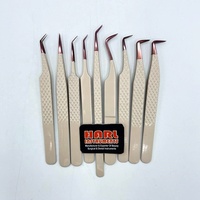 Pinzas Profesionales para Extensión de Pestañas, de Acero Inoxidable con Punta Dorada Rosa, Antimagnéticas, Longitud de 10 mm, Personalizables