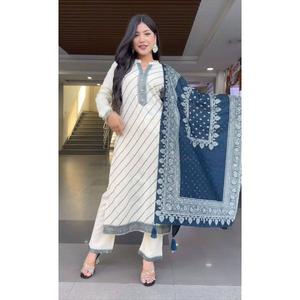 Conjunto de 3 piezas de Kurti color melocotón, como lo has describido, parece ser un atuendo de fiesta hecho de tela Maslin con estampados digitales. - Product Image 1