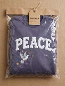 เสื้อสเวตเชิ้ตโอเวอร์ไซส์ผ้าฝ้ายฟลีซสำหรับผู้หญิง คอกลม ป้องกันขนร่วง ตกแต่งด้วยลายปักนกพิราบสัญลักษณ์สันติภาพ ตัวอักษรแบบลำลอง - Product Image 6