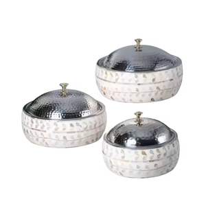 Ensemble de casseroles en acier inoxydable martelé avec couvercle, récipient isotherme pour aliments, pot de service, ensemble de vaisselle pour table à manger - Product Image 1