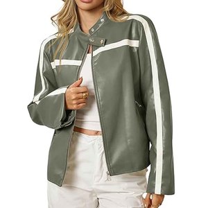 Women <b>Genuine</b> <b>Leather</b> <b>Jacket</b> Slim Fit Biker Motorcycle Coat Fashion Winter Outerwear Custom Logo OEM Supplier - Product Image 1