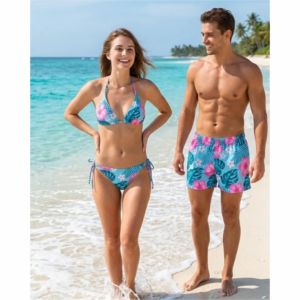 Ensemble de maillots de bain assortis pour la famille, motif floral, pour les vacances d'été - Product Image 2
