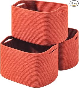 Cestas de Almacenamiento para Organizar Estantes, Contenedores de Cuerda de Algodón Tejida para la Organización de la Habitación del Bebé, Organizador de Libros, Juguetes y Toallas - Product Image 1