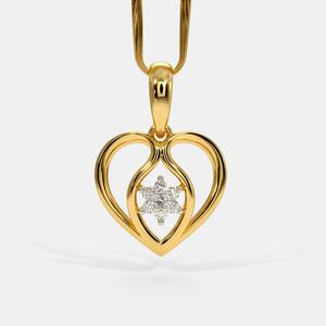 Collar con Colgante de Diamante Cultivado en Laboratorio, Diseño Floral de Corazón Abierto, Oro Amarillo de 14K, con Longitud de Cadena Personalizable - Product Image 1