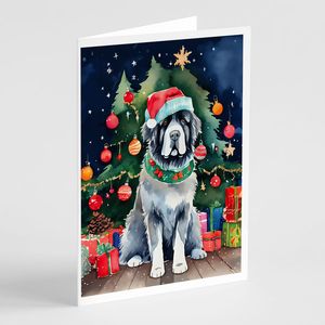 Cartes de vœux de Noël fantaisistes de Terre-Neuve Lot de 8 cartes de note vierges de taille A7 5x7 avec enveloppes - Product Image 1