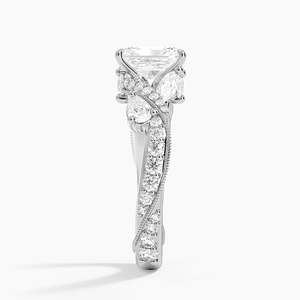 Anillo BOJ 04 Corte Radiante Plata 925 con Diamante Camelia Grande y Baño de Rodio, Anillo de Boda con Moissanita de 2ct Color D VVS1 Certificada por GRA - Product Image 3