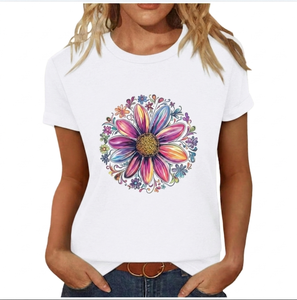 Producto de Alta Demanda, MOQ Bajo, Camisetas de Verano para Mujer, Estampado Informal, Cuello en V, Manga Corta, Nueva Calidad Superior, Última Tendencia - Product Image 4