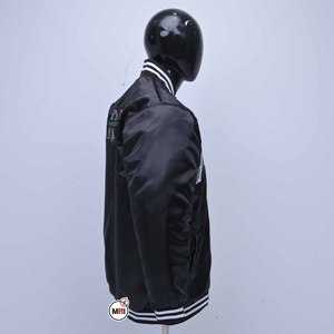 Blouson Bomber Noir en Satin pour Homme, Respirant, Broderie Lettres, Col Rabattu de Haute Qualité, Style Streetwear Automne - Product Image 4