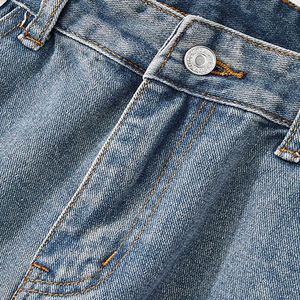 ARZINEN INDUSTRY Jean en denim ample à jambe large pour homme, taille mi-haute, délavage neige, vintage, 100% coton, tissé uni, séchage rapide, imperméable - Product Image 5