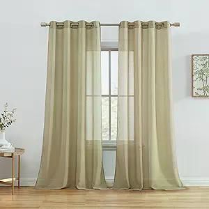 Set di 2 Tende in Voile Semi-Trasparente Grigio Argento con Occhielli, 137 cm L x 213 cm L, per Camera da Letto e Soggiorno - Product Image 4
