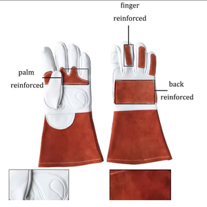 Gants de soudeur résistants à la chaleur et au feu, en cuir de vachette de qualité supérieure, confortables, pour soudage TIG, neufs - Product Image 4