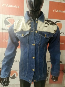 Denim Trucker <b>Jacket</b> with Cow Skin Fur Collar Printed Turn-down Neck Full Sleeve Breathable Streetwear <b>Women's</b> Autumn <b>Jacket</b> - Product Image 5