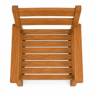 Chaise de jardin extérieure en teck massif, design moderne, écologique, durable, avec dossier à double lattes et accoudoirs larges - Product Image 4