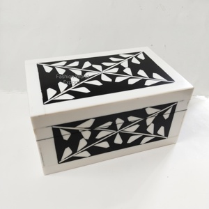 Black White Bone Inlay Box Handmade Decorative Jewelry Storage Box Luxury Keepsake Organizer Modern Trinket Box Gift Decor - Product Image 1