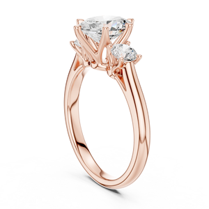 Vinson Project 2 Carat Oval Cut Moissanite Art Deco Engagement <b>Ring</b> Three Stone Accents-Rose Gold Plated <b>Stainless</b> <b>Steel</b> <b>Ring</b> - Product Image 4